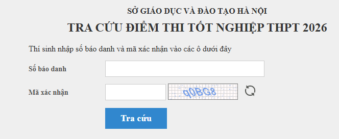 TRA CỨU ĐIỂM THI VÀO 10 HÀ NỘI 2026