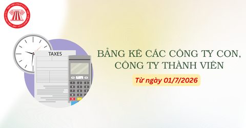 TẢI Bảng kê các công ty con, công ty thành viên mới nhất từ ngày 01/7/2026 theo Thông tư 90 2026 TT BTC