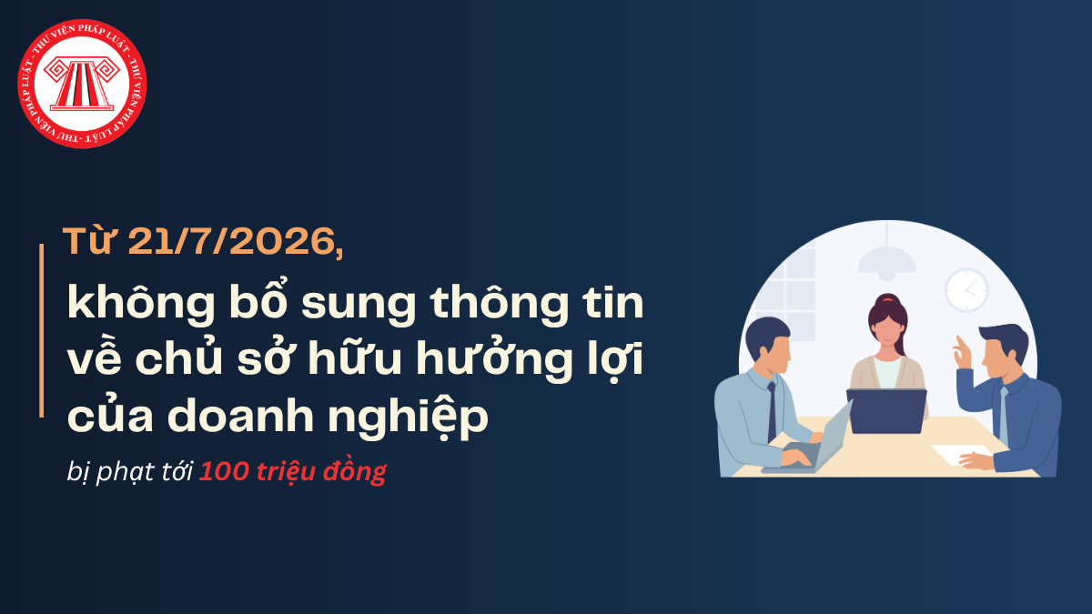 Từ 21/7/2026, không bổ sung thông tin về chủ sở hữu hưởng lợi của doanh nghiệp bị phạt tới 100 triệu đồng theo Nghị định 288 2026
