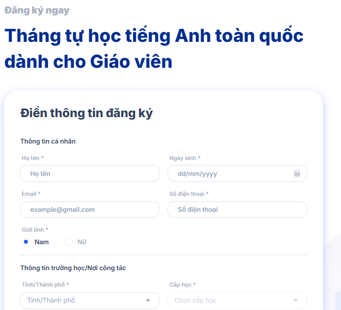 Hướng dẫn về Tháng tự học Tiếng Anh toàn quốc 2026 cho giáo viên: Cách đăng ký, thời gian đăng ký, đối tượng tham gia và lưu ý