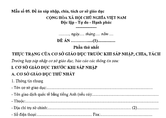 Mẫu ĐỀ ÁN SÁP NHẬP TRƯỜNG mới nhất 2026 theo Công văn 777? File mẫu đề án sáp nhập trường mầm non, tiểu học, THCS và THPT 2026?