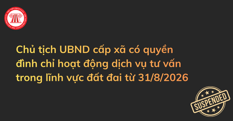 CHÍNH THỨC: Chủ tịch UBND cấp xã có quyền đình chỉ hoạt động dịch vụ tư vấn trong lĩnh vực đất đai từ 31/8/2026