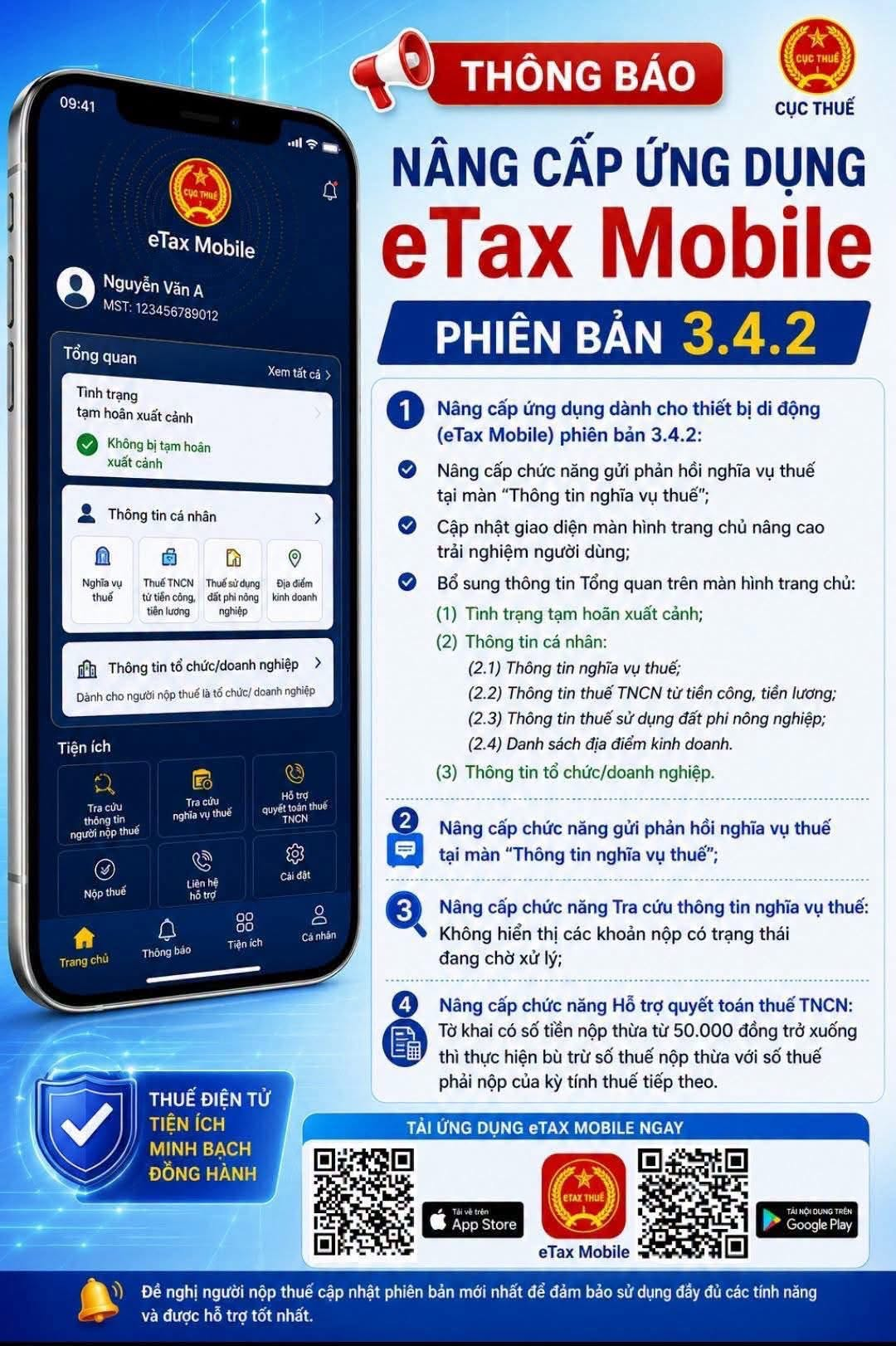 Cách cài đặt và cập nhật ETAX MOBILE mới nhất 2026 phiên bản 3.4.2 của Cục Thuế thế nào?