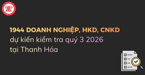Danh sách gần 2000 DOANH NGHIỆP, HKD, CNKD kiểm tra quý 3 năm 2026 tại Thanh Hóa (dự kiến)