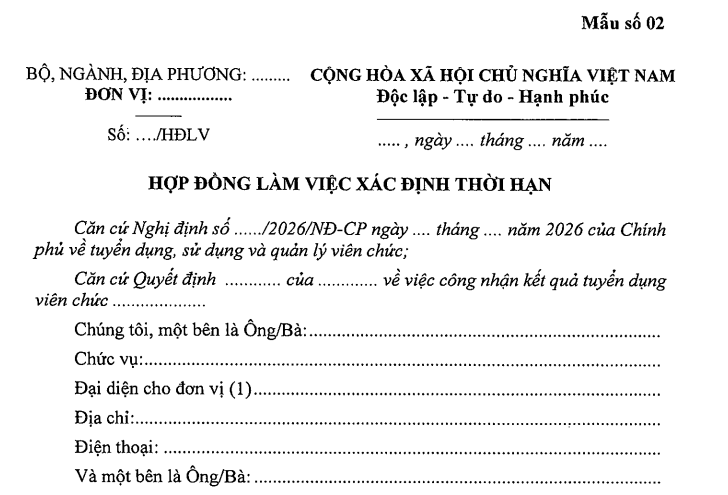 PHỤ LỤC Nghị định 259 2026 NĐ CP Tuyển dụng, sử dụng, quản lý viên chức mới nhất 2026