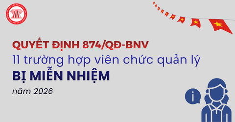 LƯU Ý: 11 trường hợp viên chức quản lý bị miễn nhiệm theo Quyết định 874/QĐ-BNV năm 2026