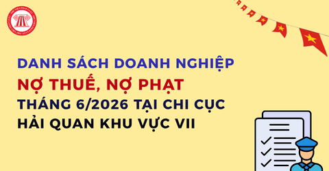 Danh sách doanh nghiệp nợ thuế, nợ phạt tháng 6/2026 tại Chi cục Hải quan khu vực VII theo cập nhật mới nhất?