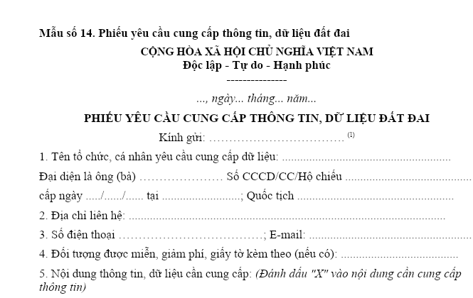 Đơn đề nghị cung cấp thông tin quy hoạch hiện nay sử dụng mẫu nào? Thủ tục thực hiện ra sao?