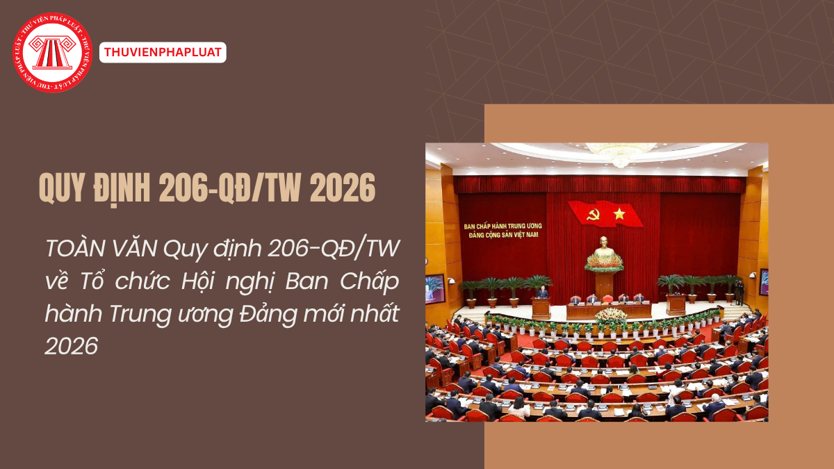 TOÀN VĂN Quy định 206-QĐ/TW 2026 Tổ chức Hội nghị Ban Chấp hành Trung ương Đảng mới nhất 2026