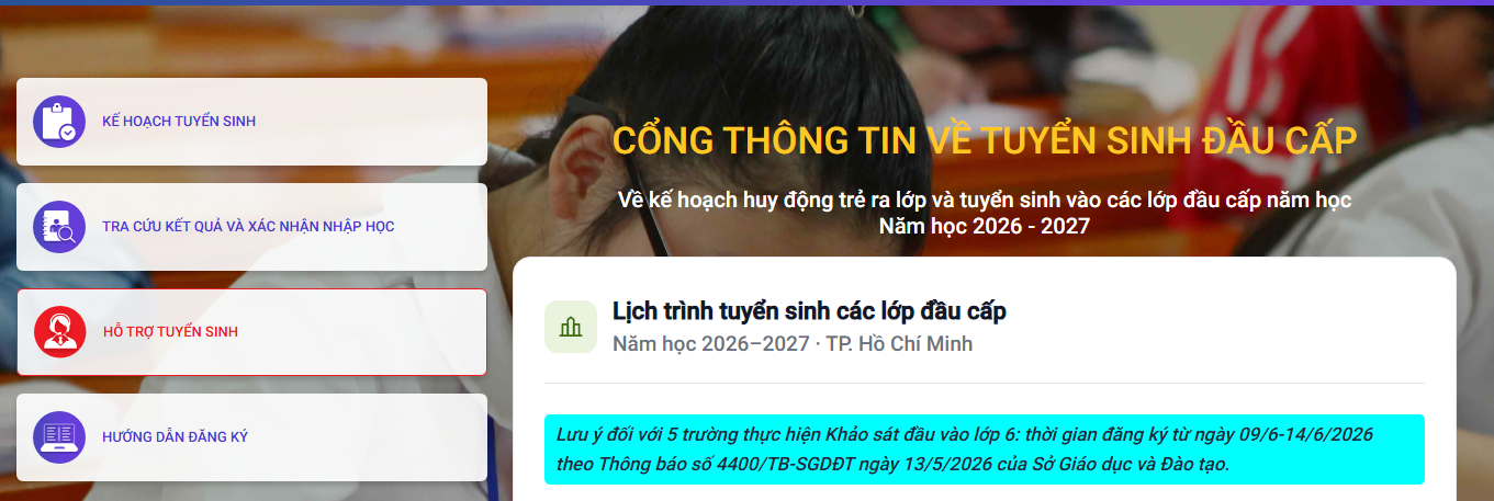 Hướng dẫn xác nhận nhập học lớp 1, lớp 6 TPHCM năm 2026 - 2027? Link xác nhận nhập học lớp 1, lớp 6 TPHCM mới nhất 2026?