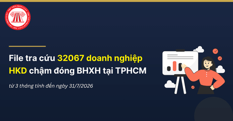 File tra cứu 32067 doanh nghiệp HKD chậm đóng BHXH tại TPHCM từ 3 tháng tính đến ngày 31/7/2026