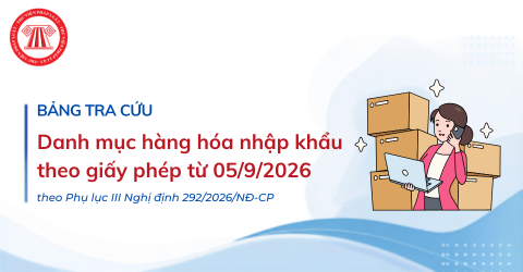 BẢNG TRA CỨU Danh mục hàng hóa nhập khẩu theo giấy phép từ 05/9/2026 theo Phụ lục III Nghị định 292/2026/NĐ-CP