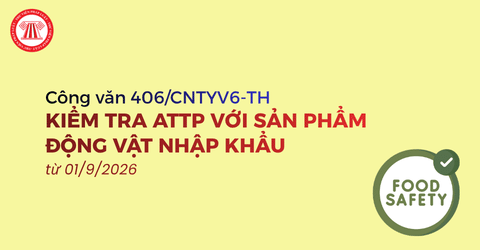 Công văn 406/CNTYV6-TH về kiểm tra ATTP với sản phẩm động vật nhập khẩu từ 01/9/2026 chi tiết thế nào?