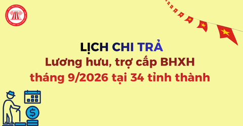 Lịch chi trả lương hưu, trợ cấp BHXH tháng 9/2026 tại 34 tỉnh thành cho người dân là ngày nào?