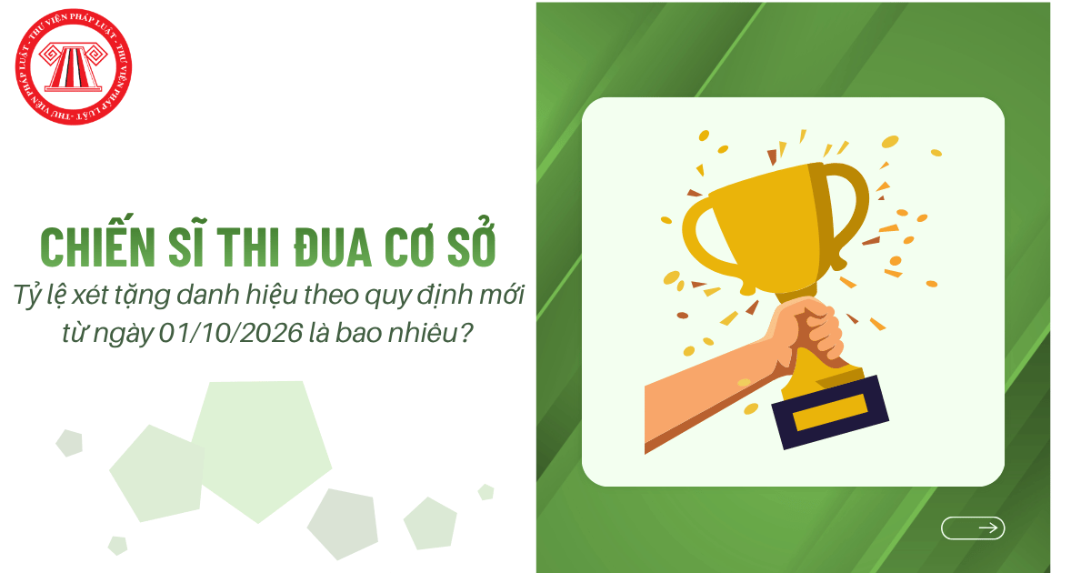 Tỷ lệ xét tặng danh hiệu Chiến sĩ thi đua cơ sở theo quy định mới từ ngày 01/10/2026 là bao nhiêu?