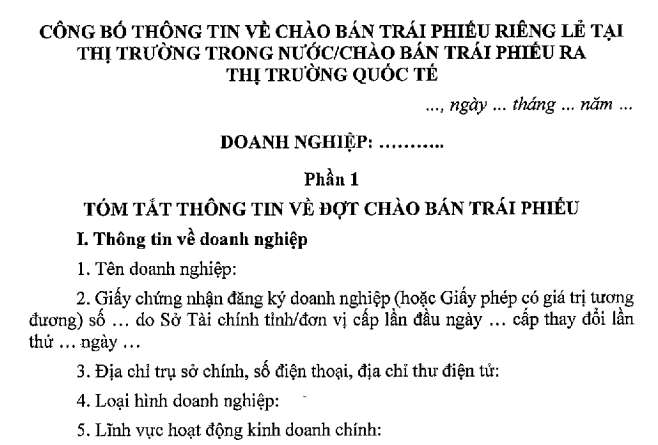 PHỤ LỤC III - Mẫu công bố thông tin về chào bán trái phiếu riêng lẻ mới nhất từ 01/10/2026 theo TT 138 2026 TT BTC?