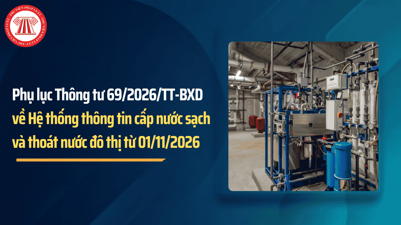Phụ lục Thông tư 69 2026 TT BXD về Hệ thống thông tin cấp nước sạch và thoát nước đô thị từ 01/11/2026 ra sao?