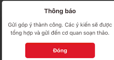 bấm "Gửi góp ý".