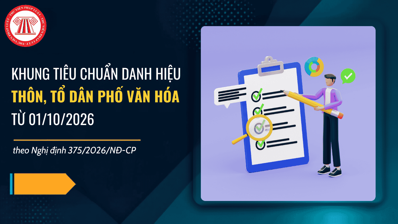 Khung tiêu chuẩn danh hiệu Thôn, tổ dân phố văn hóa 2026 theo Nghị định 375 2026 sửa đổi Nghị định 86 2023 chi tiết thế nào?
