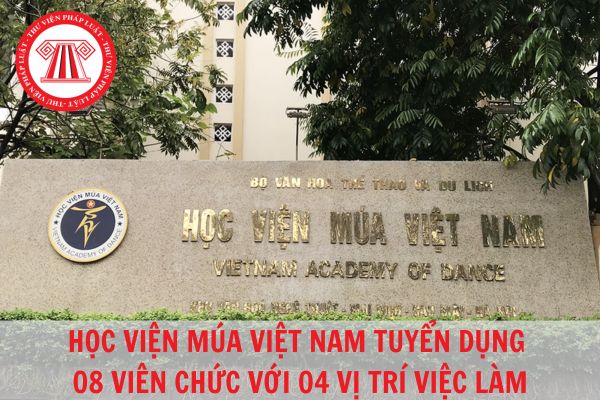 Học viện Múa Việt Nam tuyển dụng viên chức với 08 chỉ tiêu tương ứng với 04 vị trí công việc?