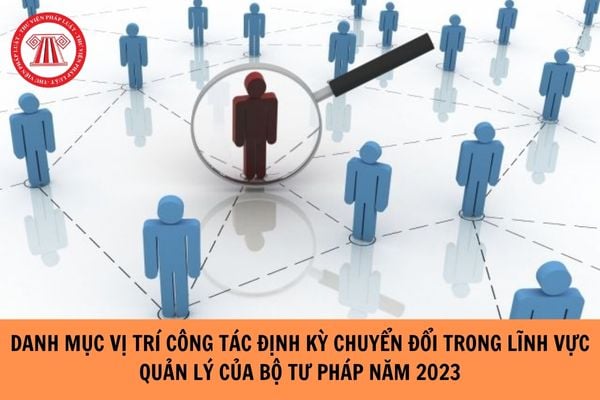 Danh mục vị trí công tác định kỳ chuyển đổi trong lĩnh vực quản lý của Bộ Tư pháp năm 2023?