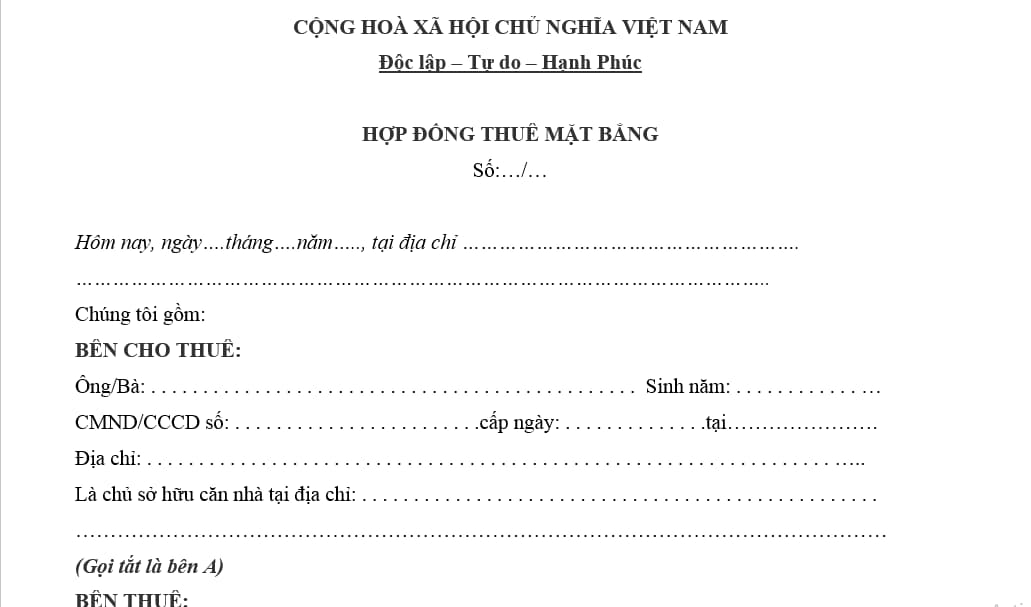 hợp đồng thuê mb