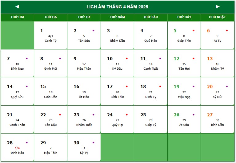 Lịch âm 2025 cả năm? Mùng 1 Tết 2025 là ngày mấy dương lịch?