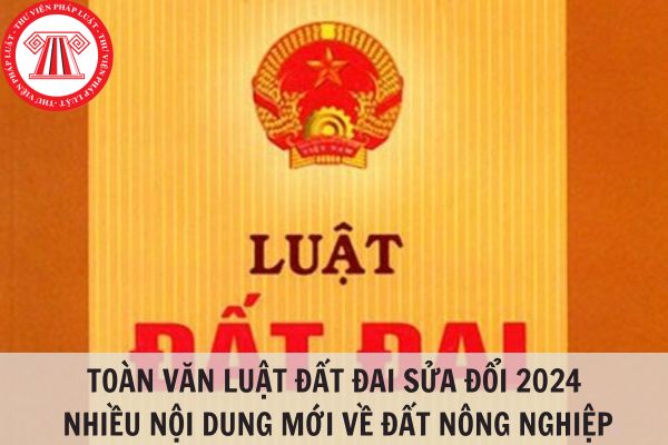 Toàn văn Luật Đất đai sửa đổi 2024: Nhiều nội dung mới về đất nông nghiệp?