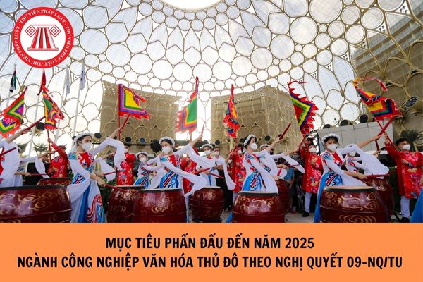 Theo Nghị quyết 09-NQ/TU ngày 22/02/2022 của Thành ủy Hà Nội, ngành Công nghiệp văn hóa Thủ đô phấn đấu mục tiêu đến năm 2025 đóng góp bao nhiêu % trong GRDP của Thành phố? 