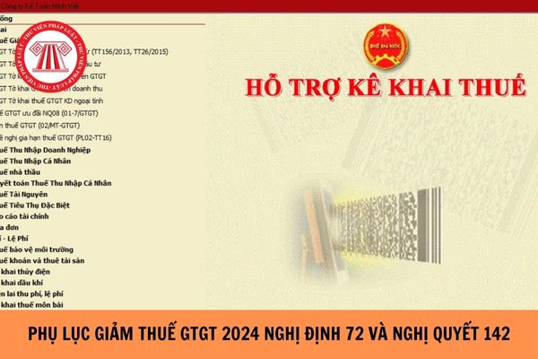 Vì sao HTKK không có phụ lục giảm thuế GTGT Nghị định 72/2024/NĐ-CP và Nghị quyết 142/2024/QH15 PL_142/2024/QH15?