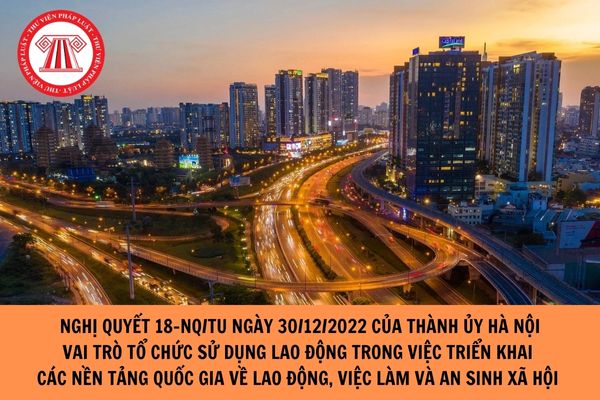Theo Nghị quyết 18-NQ/TU của Thành ủy Hà Nội, vai trò của tổ chức sử dụng lao động trong việc triển khai các nền tảng quốc gia về lao động, việc làm và an sinh xã hội?