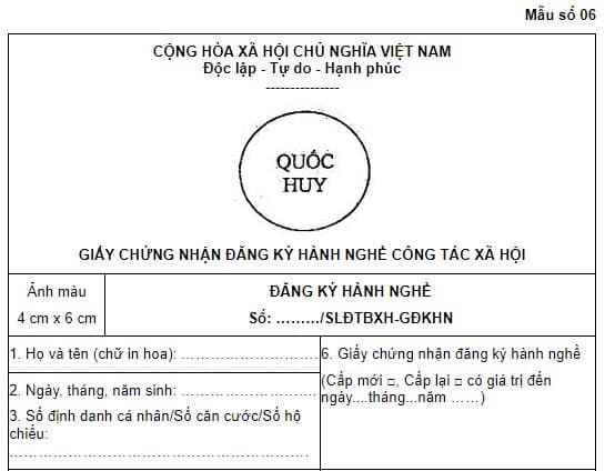  giấy chứng nhận đăng ký hành nghề công tác xã hội