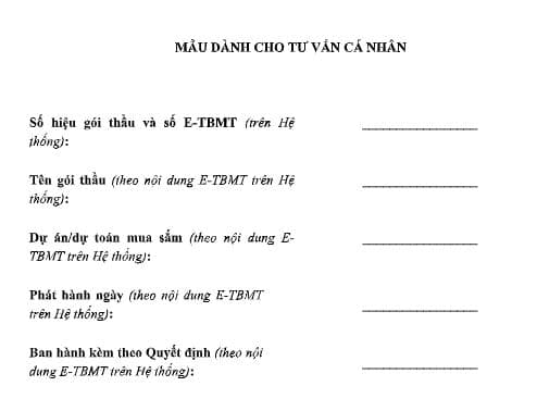 Mẫu số 6C biểu mẫu dành cho tư vấn cá nhân theo Thông tư 06/2024/TT-BKHĐT?