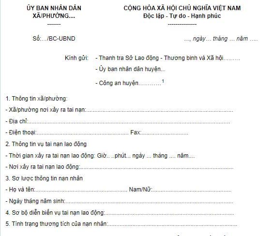 báo cáo nhanh tai nạn lao động đối với người lao động làm việc không theo hợp đồng lao động tham gia bảo hiểm tai nạn lao động tự nguyện