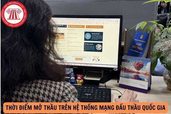 Thời điểm mở thầu trên Hệ thống mạng đấu thầu quốc gia đối với gói thầu theo phương thức một giai đoạn một túi hồ sơ là khi nào?