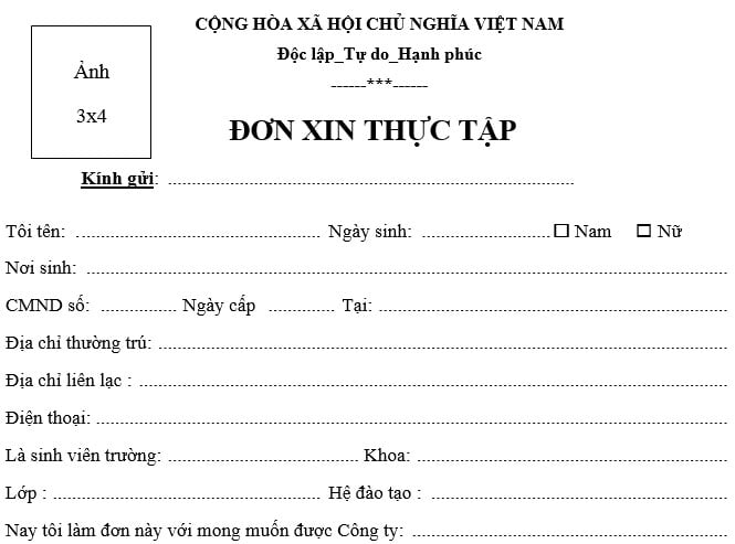 Mẫu đơn xin thực tập mới nhất 2025 cho sinh viên?