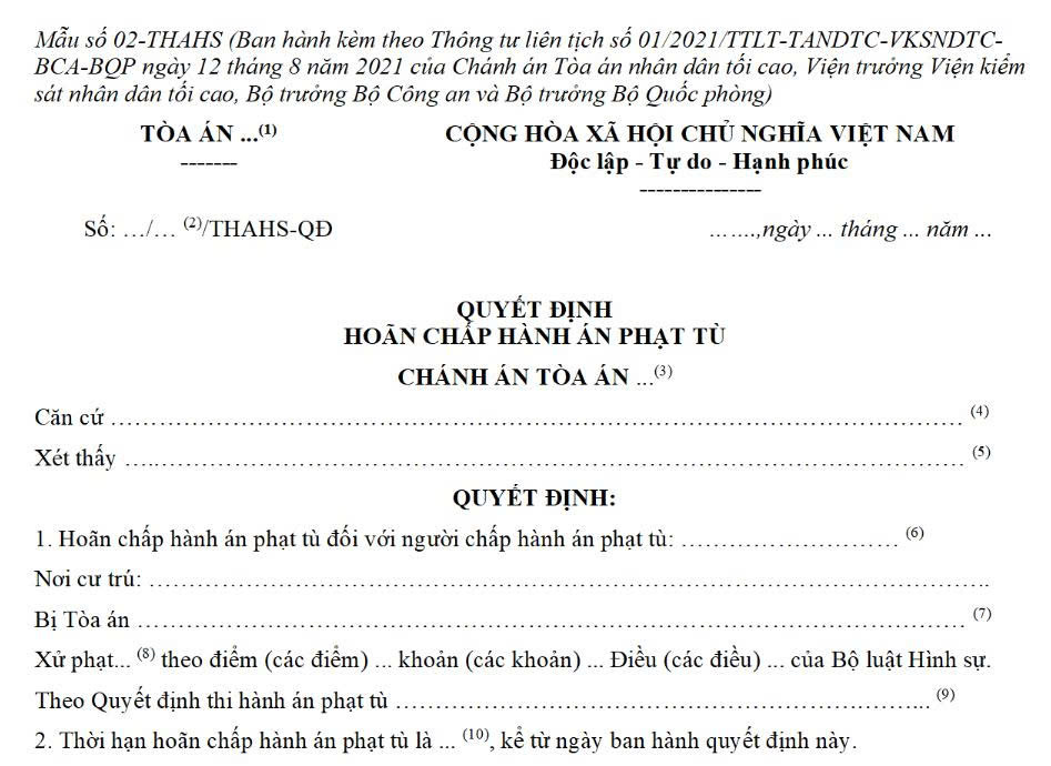 Quyết định hoãn chấp hành án phạt tù