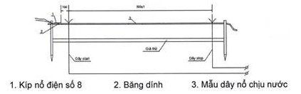 Hình 1 - Sơ đồ đấu nối dây nổ chịu nước để đo tốc độ nổ