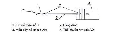 Sơ đồ đấu nối dây nổ chịu nước để xác định khả năng kích nổ