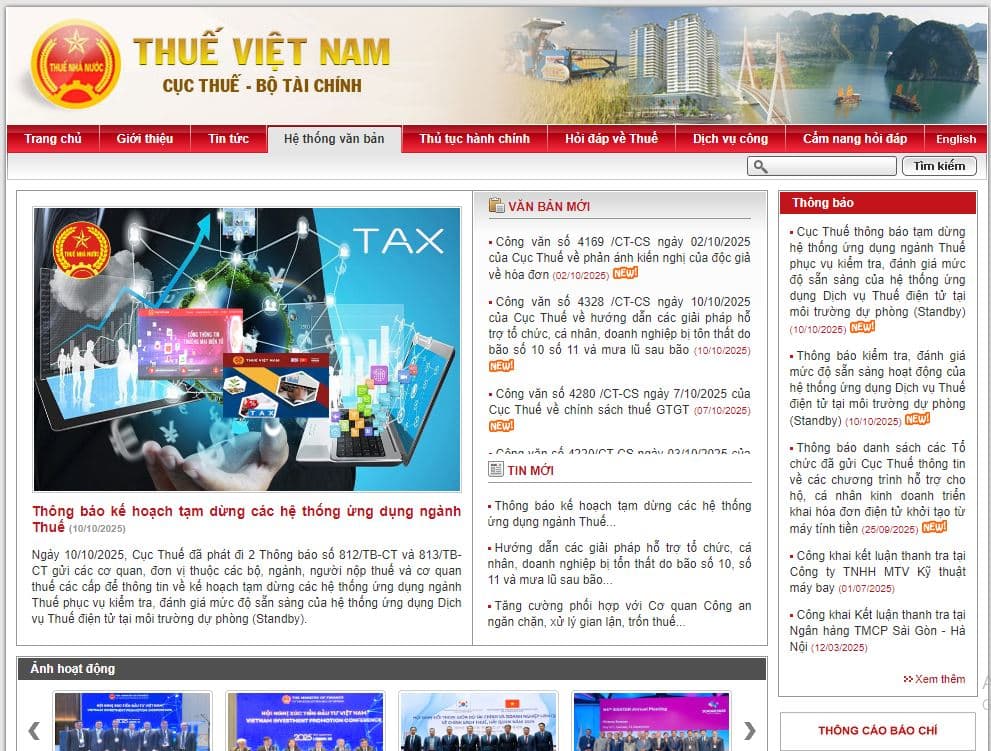 Đăng nhập vào Trang thông tin điện tử Cục Thuế