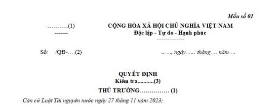 Quyết định kiểm tra việc chấp hành pháp luật về tài nguyên nước