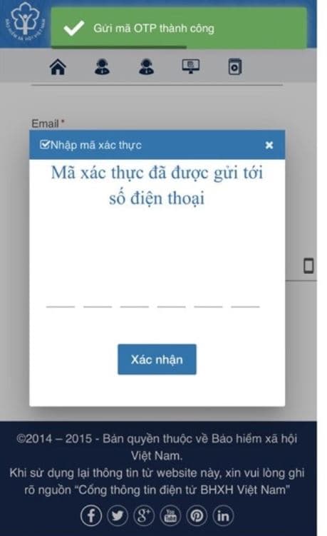 Người dùng cần kiểm tra email lấy mã OTP, sau đó copy mã OTP, nhập mã OTP vào ô xác thực và nhấn “Xác nhận”.