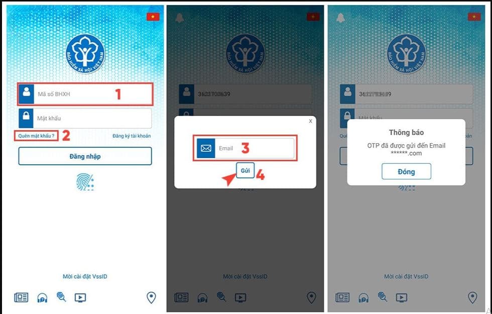 Lấy lại mật khẩu VssID thông qua ứng dụng VssID