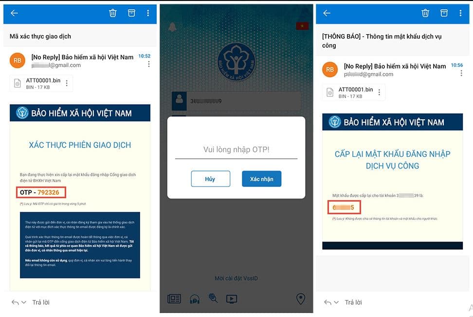 sau đó điền thông tin tài khoản email đăng ký tài khoản VssID trước đó sau đó ấn nút “gửi”.
