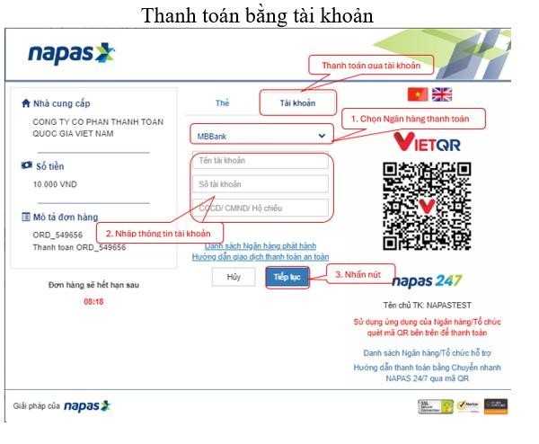 Thanh toán bằng mã tài khoản