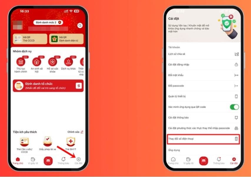 Chọn Thay đổi số điện thoại