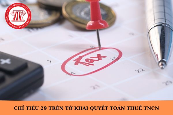 Chỉ tiêu 29 trên tờ khai quyết toán thuế TNCN ghi như thế nào?