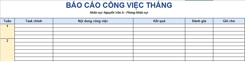 Tải mẫu Báo cáo công việc tháng cho nhân viên chi tiết năm 2025 file word?