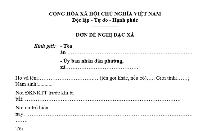 Mẫu bản cam kết của người có đơn đề nghị đặc xá mới nhất 2025 là mẫu nào?