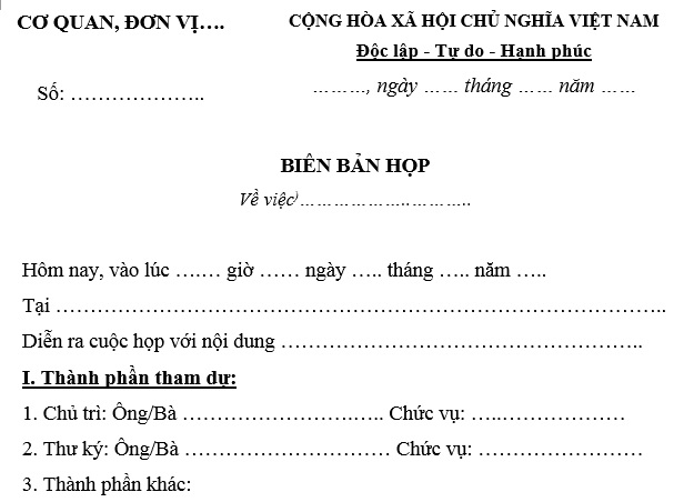 Mẫu biên bản họp nội bộ dành cho công ty cổ phần là mẫu nào?